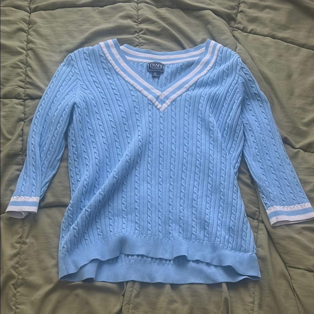 Women's Light Blue Cable Knit Sweater